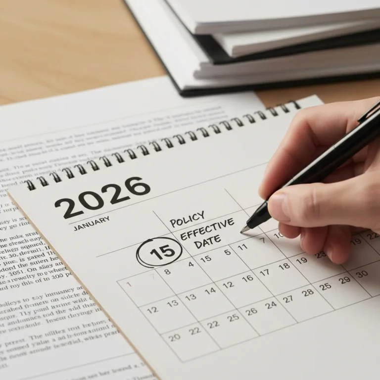 Calendar with 2026 date highlighted, signifying policy effective date