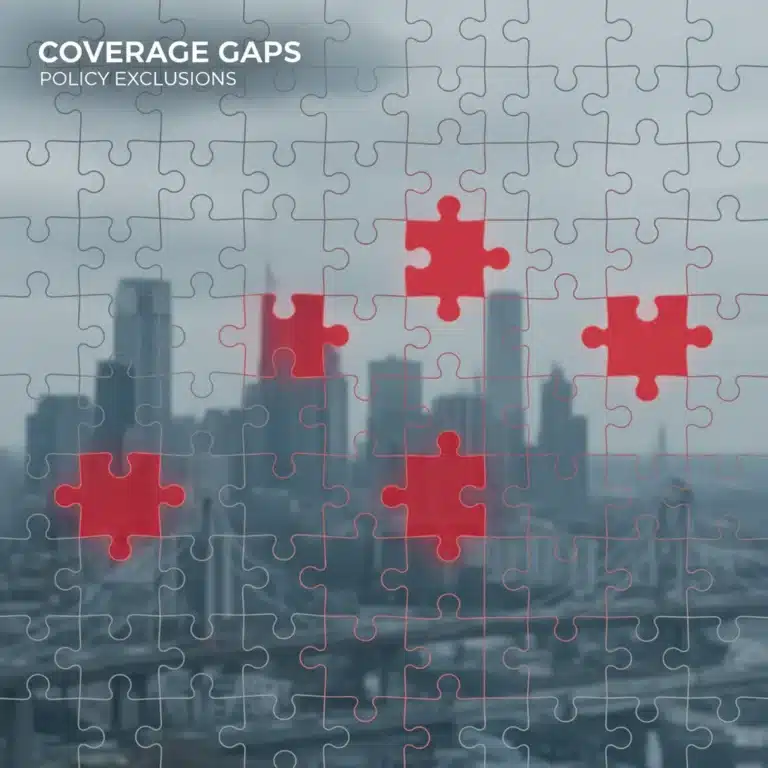 Fragmented puzzle representing insurance coverage gaps and policy exclusions for 2026.