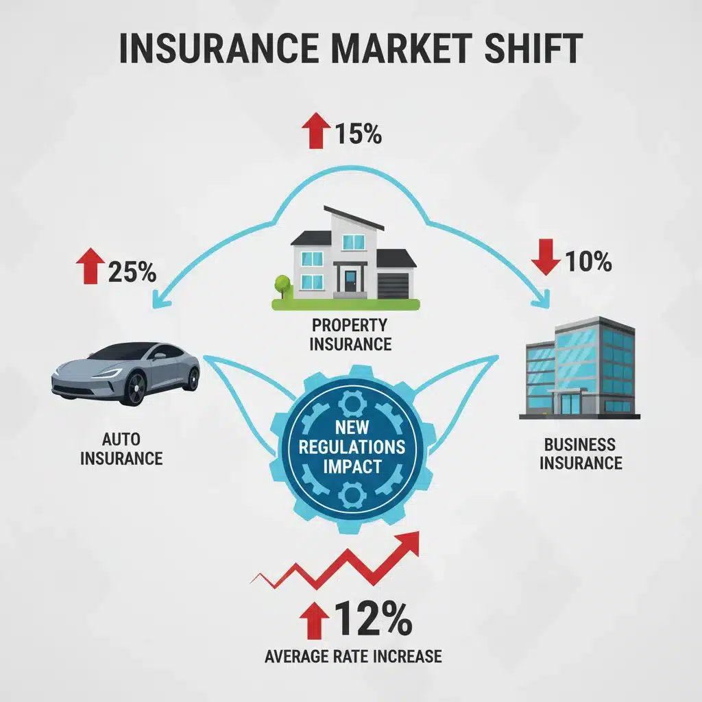 Combined impact of legislation on auto, property, and business insurance premiums.