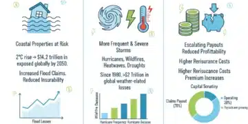 Infographic illustrating climate change impact on insurance premiums and risk