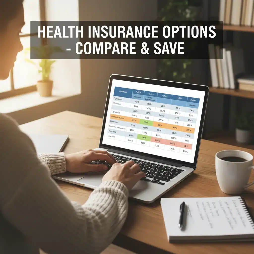 Person comparing health insurance plans online