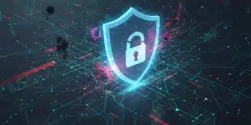 Digital shield protecting a business network from cyber threats, illustrating rising cyber insurance costs.
