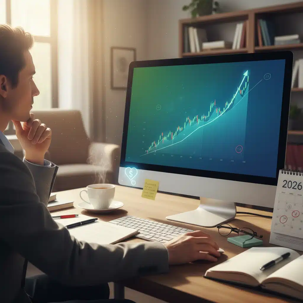 Person analyzing financial data for future security, with 2026 calendar.