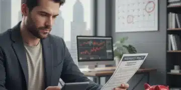 Financial planning for insurance with calculator and policy documents