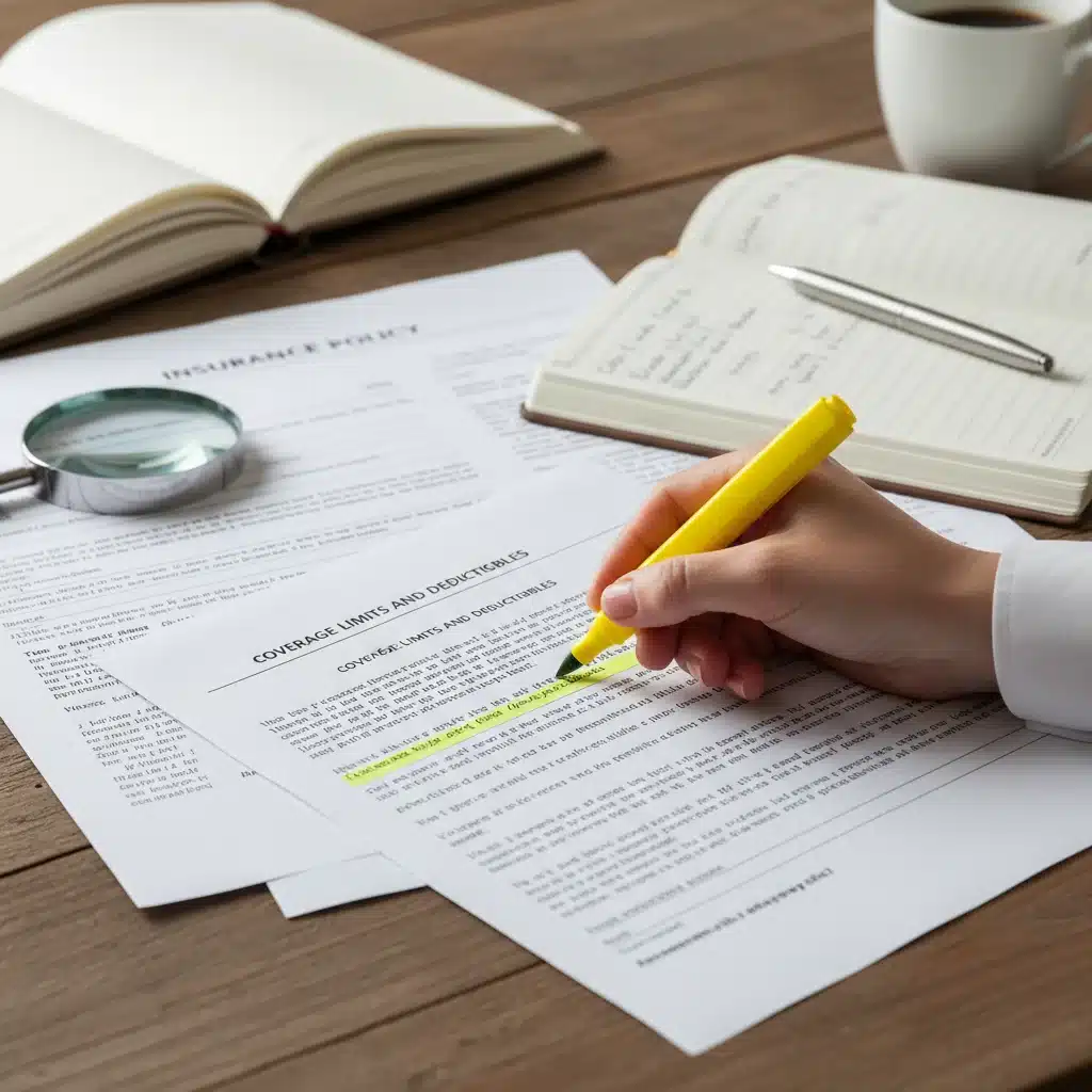 Hand highlighting crucial clauses in an insurance policy document