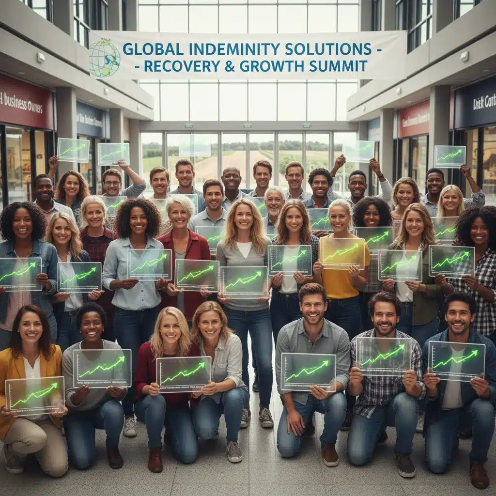 Diverse individuals and business owners achieving financial stability after successful indemnity claims.