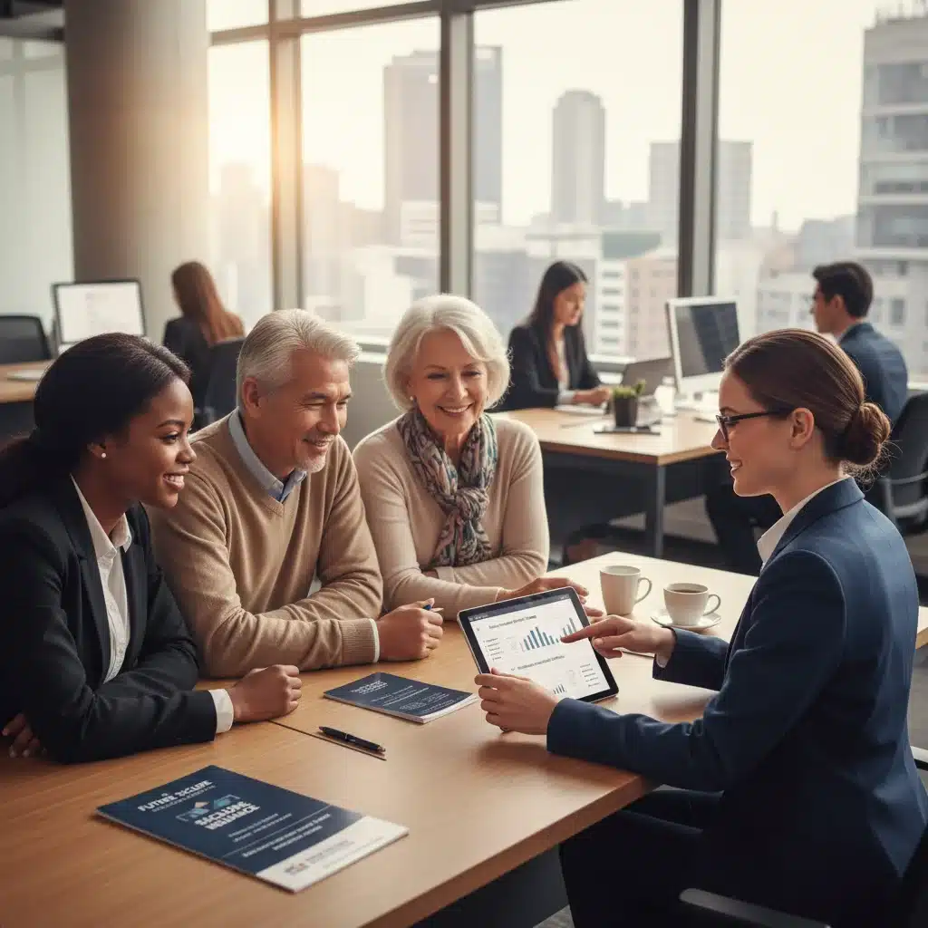 Diverse clients consulting an insurance agent about bundled policies