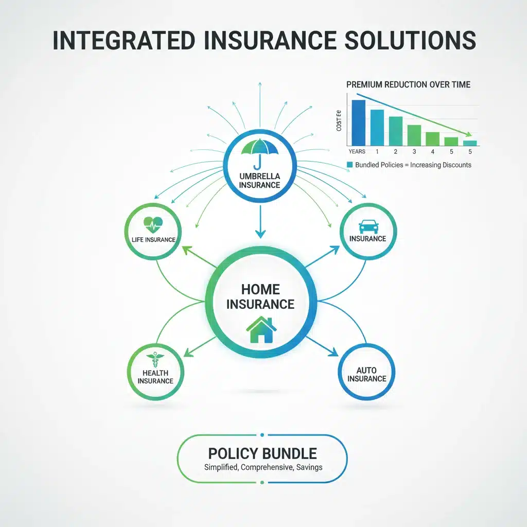 Infographic showing various insurance types combining for cost efficiency