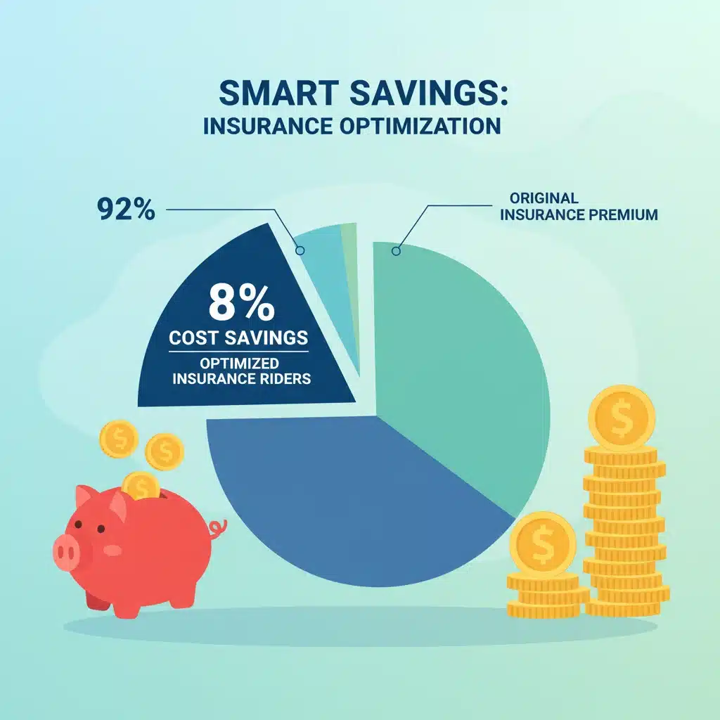 Graphic showing 8% savings from removing unnecessary insurance riders