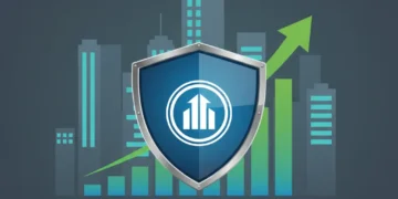 Financial chart with shield symbolizing protection against rising operational costs for insurers.