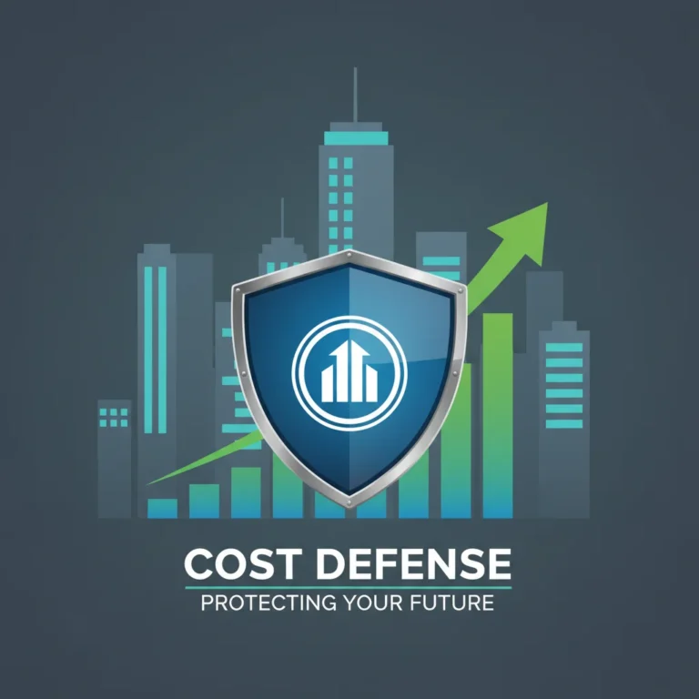 Financial chart with shield symbolizing protection against rising operational costs for insurers.