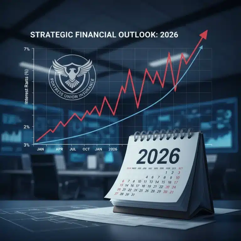 Financial graph showing rising interest rates impacting insurance investments in 2026