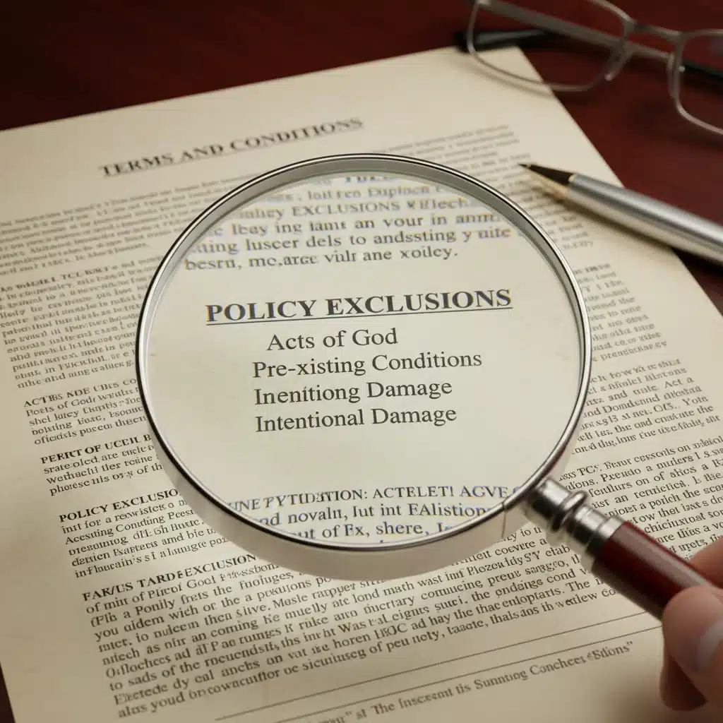 Magnifying glass over insurance policy fine print