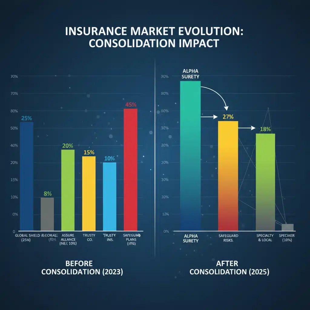 Market share comparison chart illustrating the impact of consolidation on major insurance players.