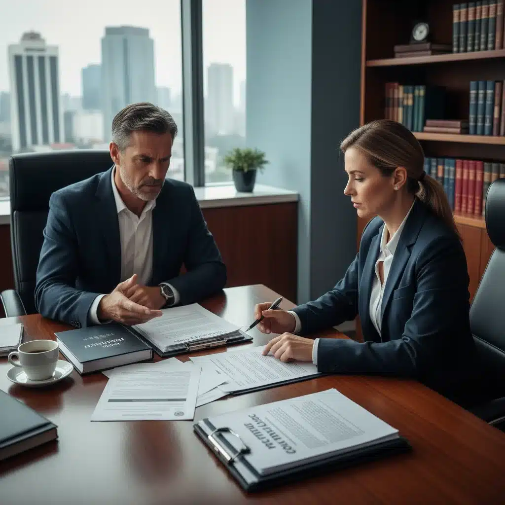 Policyholder discussing cancellation with an insurance agent or legal advisor.