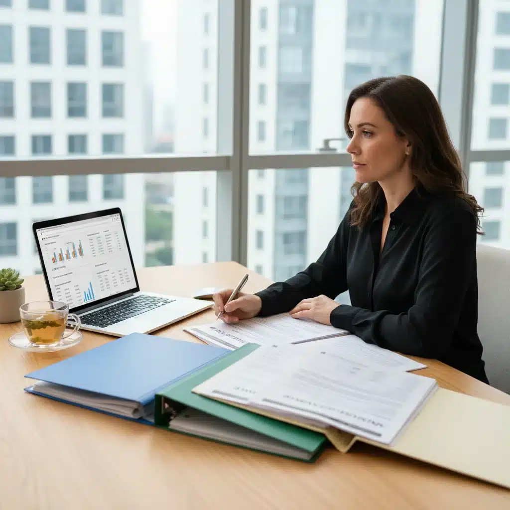 Person reviewing insurance policies and comparison tools