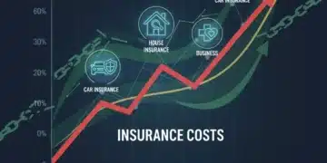 Graph showing rising insurance costs with icons for various insurance types