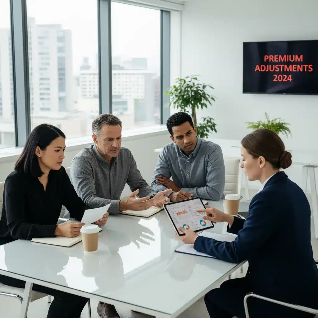 Consumers consulting with an insurance agent about managing their rising policy costs and exploring options.