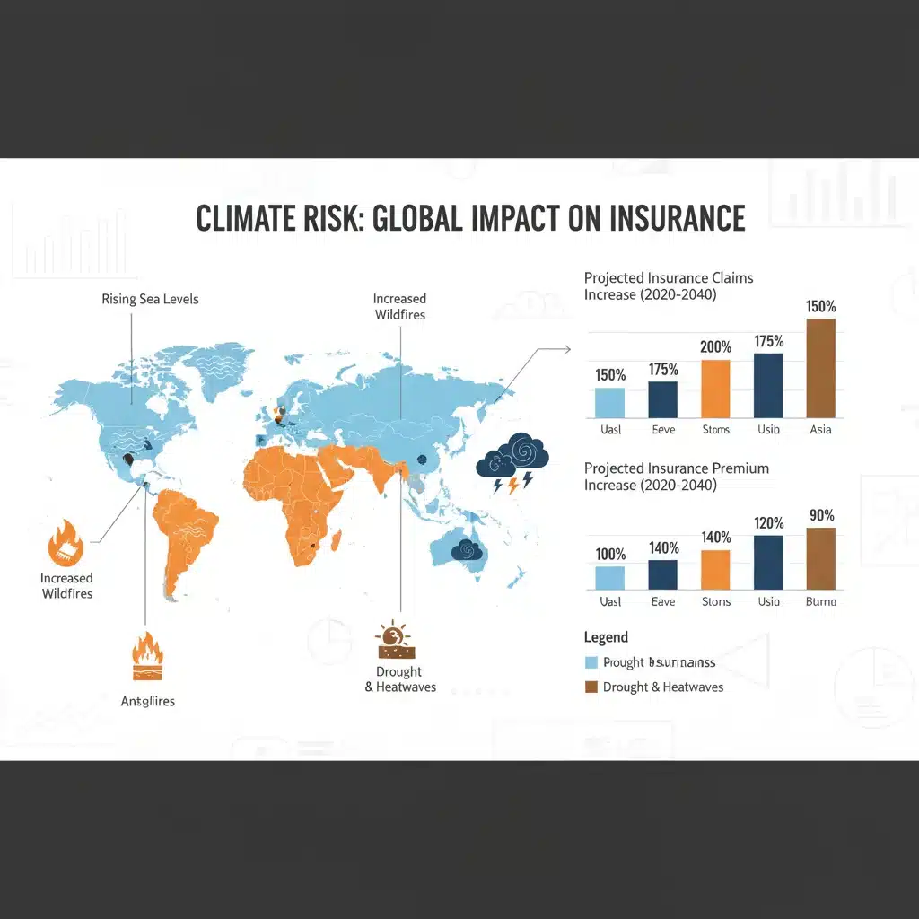 Global map illustrating climate change risks and insurance premium increases