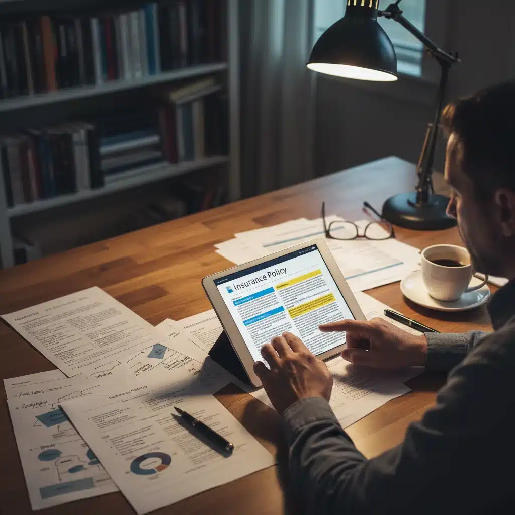 Person reviewing insurance policy on tablet