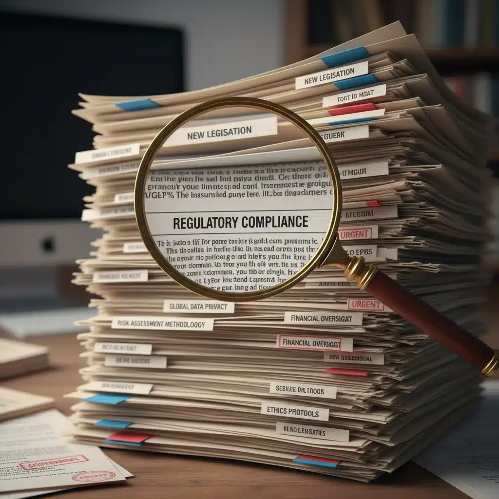 Stack of legal documents representing new insurance regulations and compliance challenges.