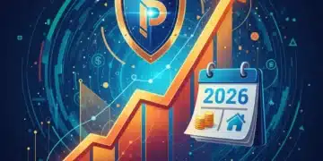 Credit score graph rising with savings and future insurance benefits