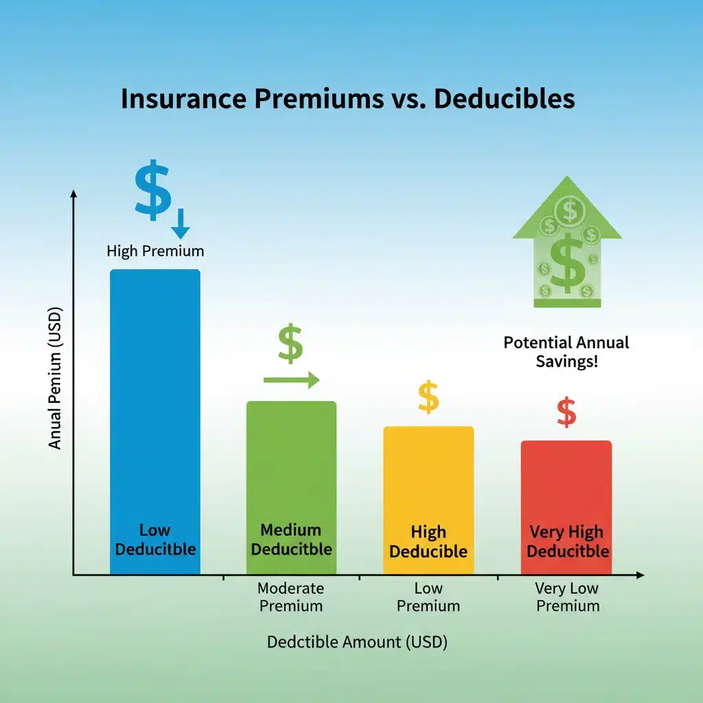 Bar chart illustrating premium savings with higher deductibles