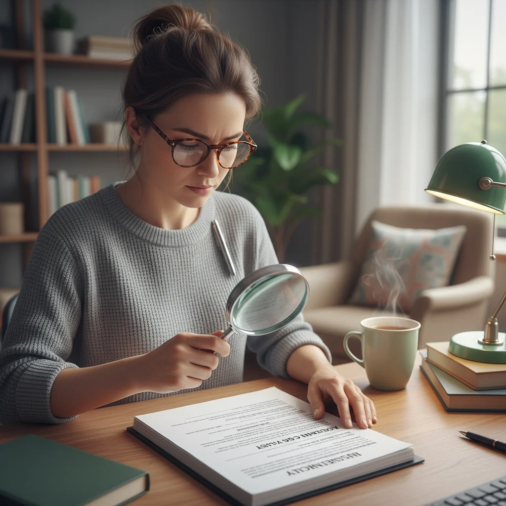 Person reviewing insurance policy for ACV and Replacement Cost clauses