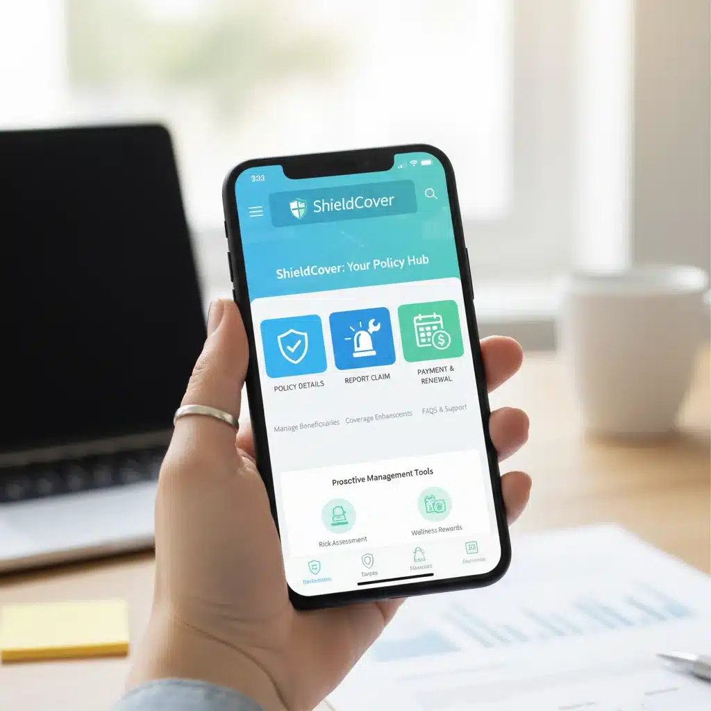 Hand holding smartphone with insurance app for policy management
