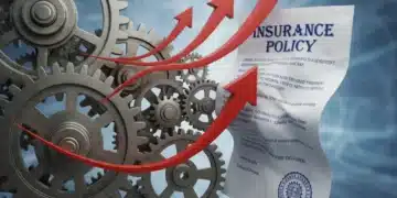 Inflation's Impact: 2026 Insurance Sector Consolidation Trends Gears and inflation arrows affecting an insurance policy document, representing industry consolidation