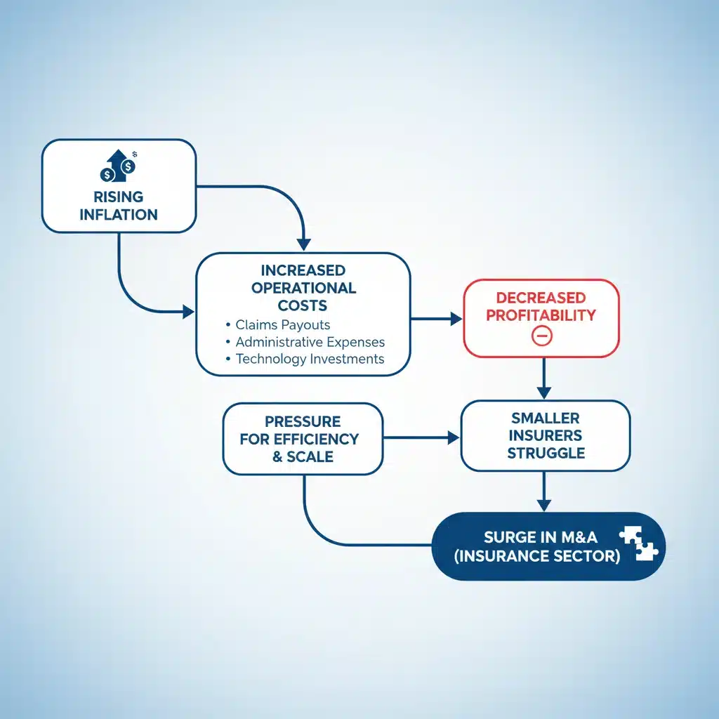 Flowchart illustrating inflation's effect on insurance M&A
